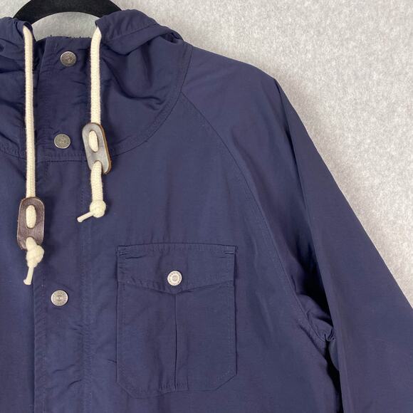 Flint and Tinder Jacket Mens XL Ridge Shell Navy Blue Hooded Zip Snap Button - Picture 3 of 13